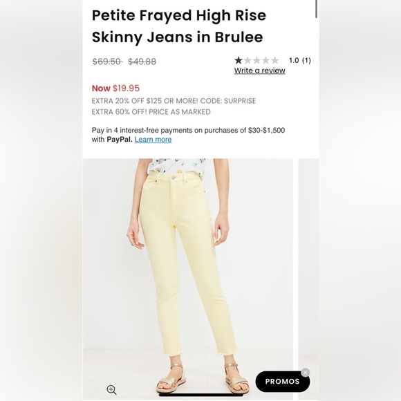 NWT! LOFT Curvy Frayed High Rise Skinny Jeans in Brulee - Picture 4 of 5
